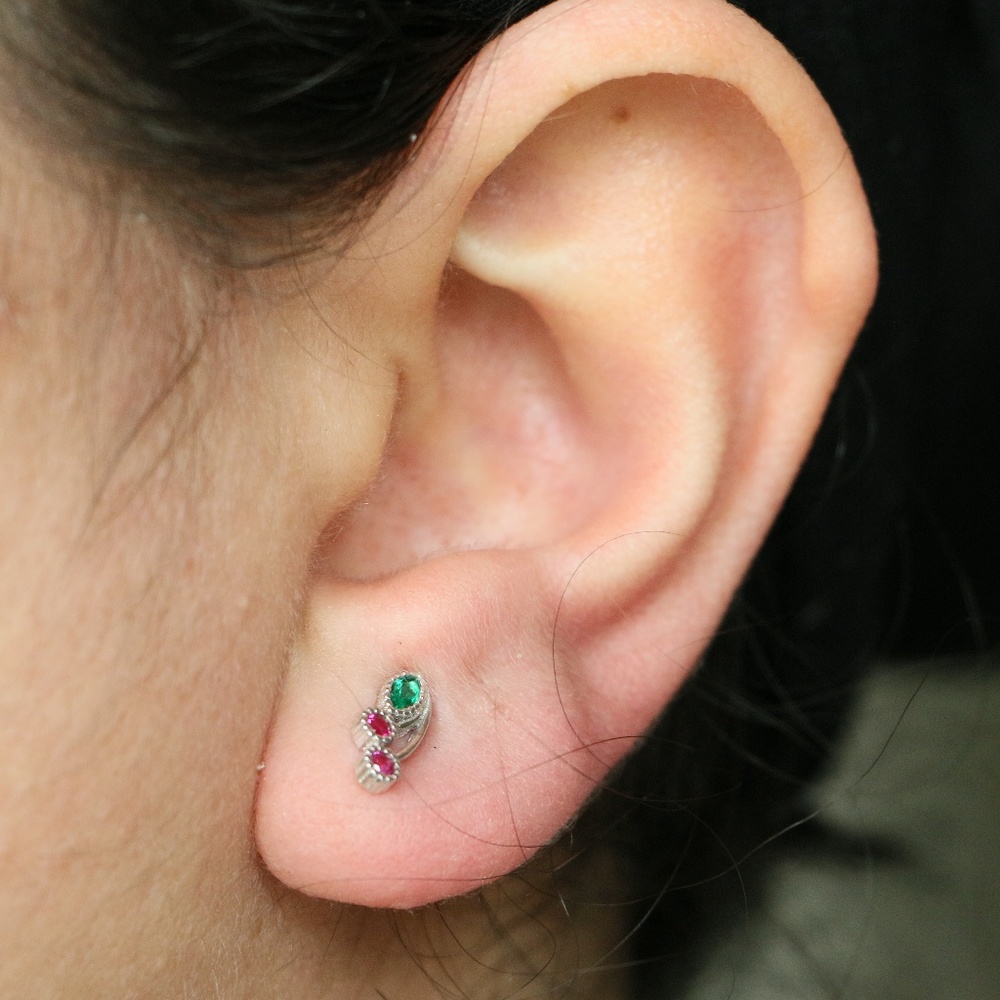 Sterling Silver CHERRY with Cubic Zirconia Stones - Picture 3 of 6